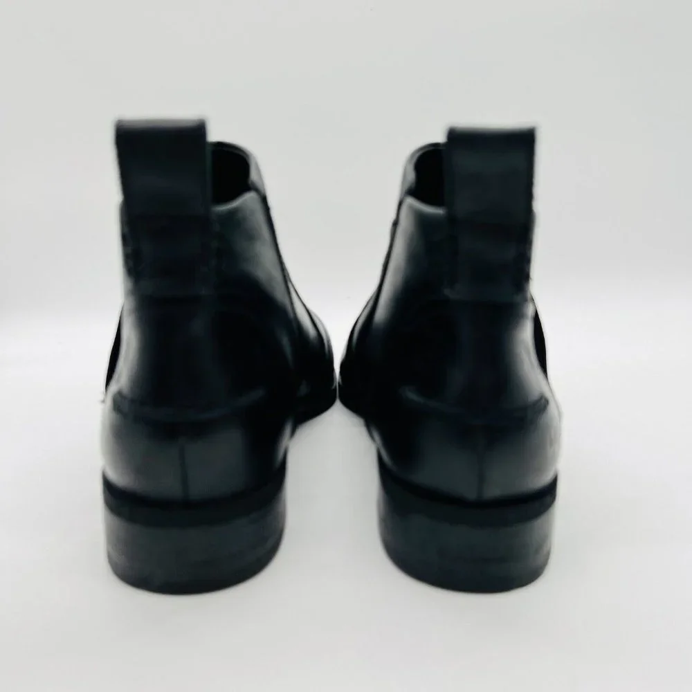 UGG Black Leather Ankle Booties with Side Zipper
